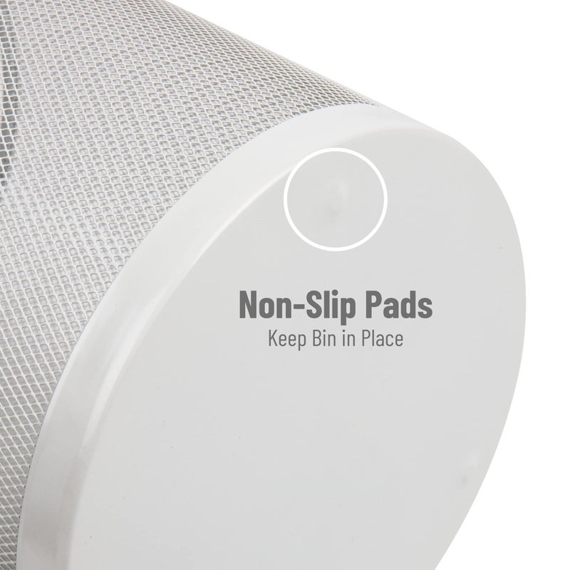 Mind Reader Mesh Trash Can, 16.65L (4.4 gal), Waste Paper Basket, Round, Office, Metal Mesh, White - Image 5